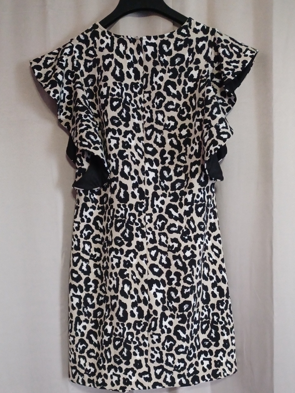 Laundry By Shelli Segal Leopard Print Ruffle Sleeve Mini Shift Dress Size 4 - Picture 9 of 14